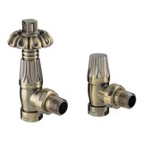 Radiator valve - Bentley Antique brass Gothic thermostatic valve set & lockshield
